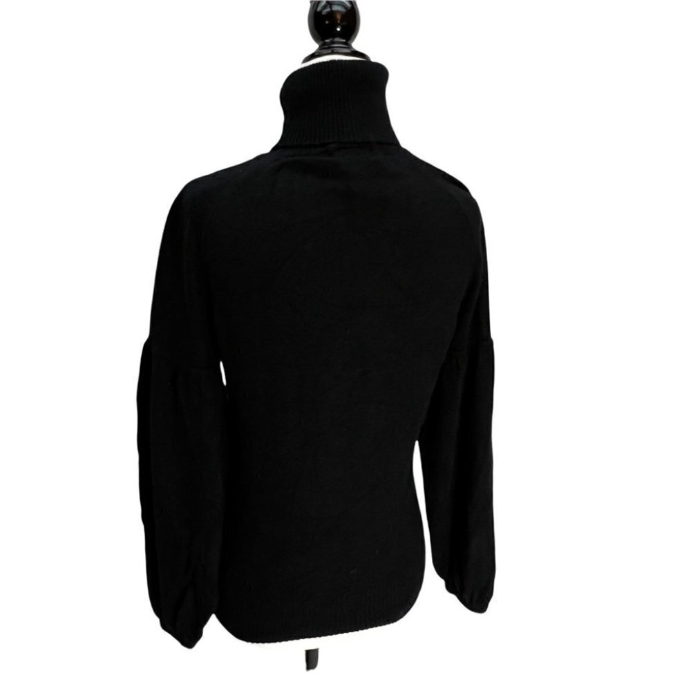 vintage SCRIBA Black Angora Blend Turtleneck Jewel Neckline Bishop Sleev… - Picture 5 of 11
